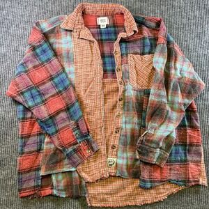 BDG Urban Outfitters Womens Patchwork Plaid Flannel Shirt M Button Down
